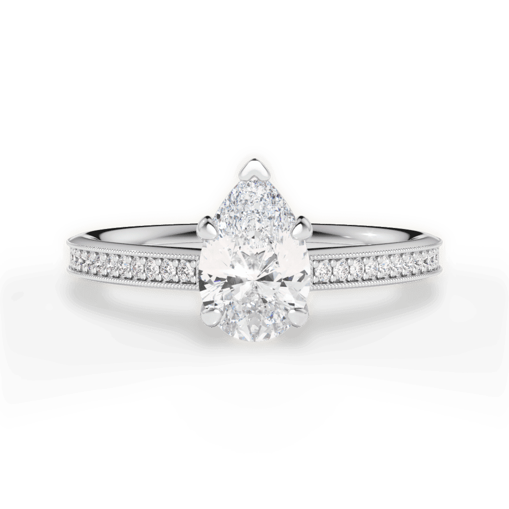 14kt White Gold/18kt White Gold/Platinum/pear/top