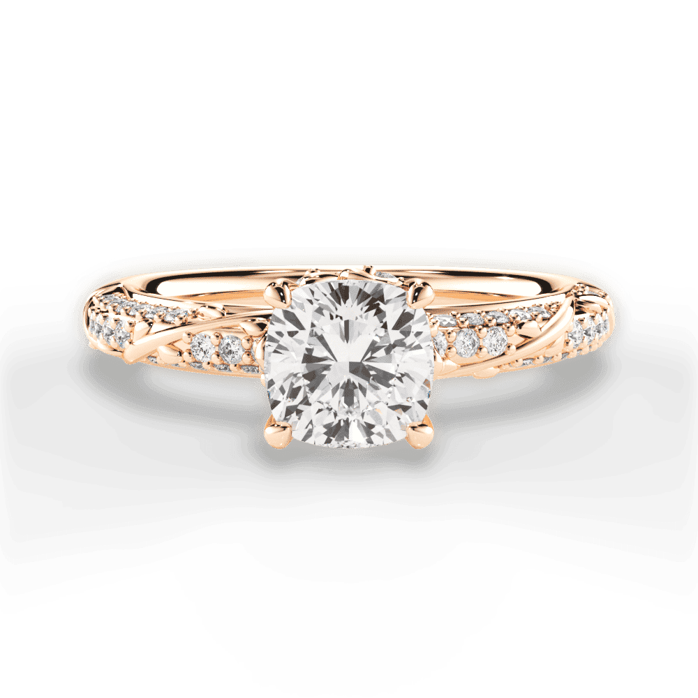 14kt Rose Gold/18kt Rose Gold/cushion/top