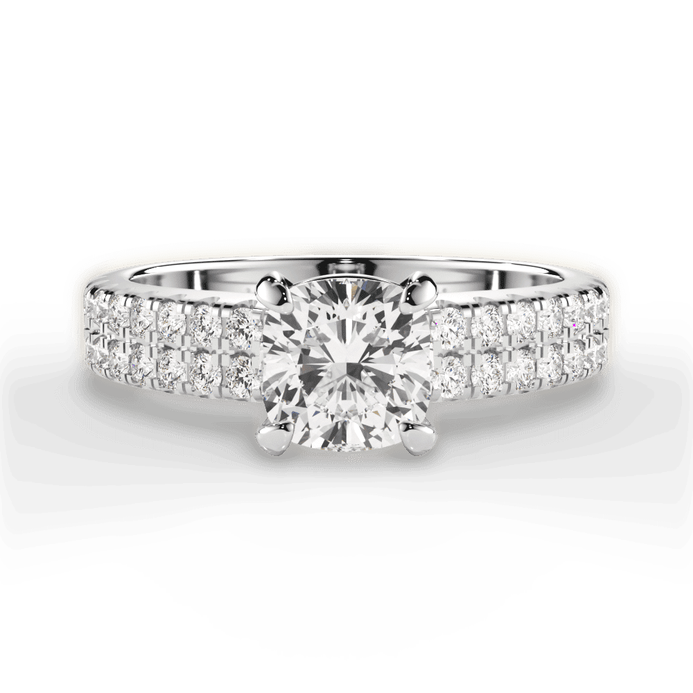 14kt White Gold/18kt White Gold/Platinum/cushion/top