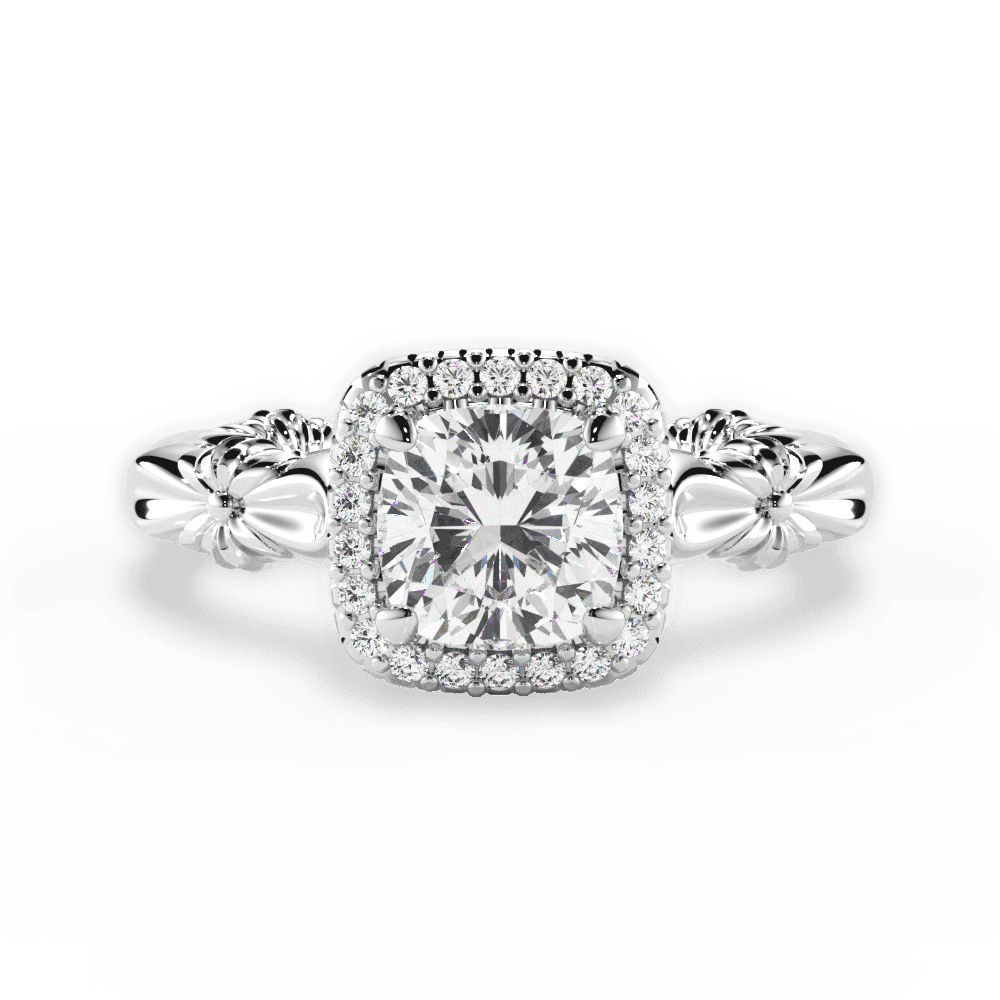 14kt White Gold/18kt White Gold/Platinum/cushion/top