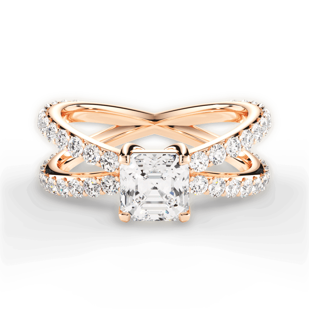 14kt Rose Gold/18kt Rose Gold/asscher/top