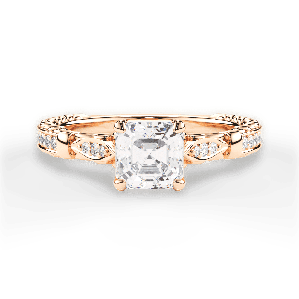14kt Rose Gold/18kt Rose Gold/asscher/top