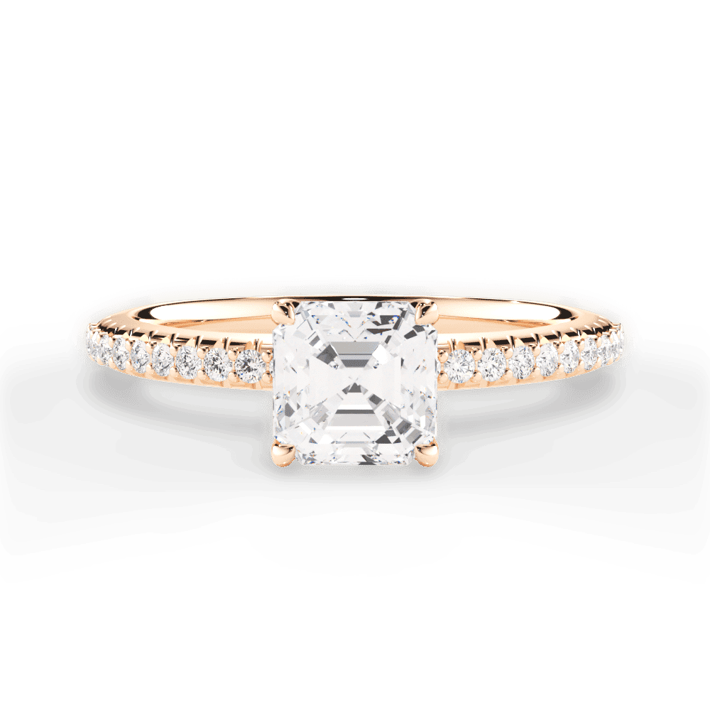 14kt Rose Gold/18kt Rose Gold/asscher/top