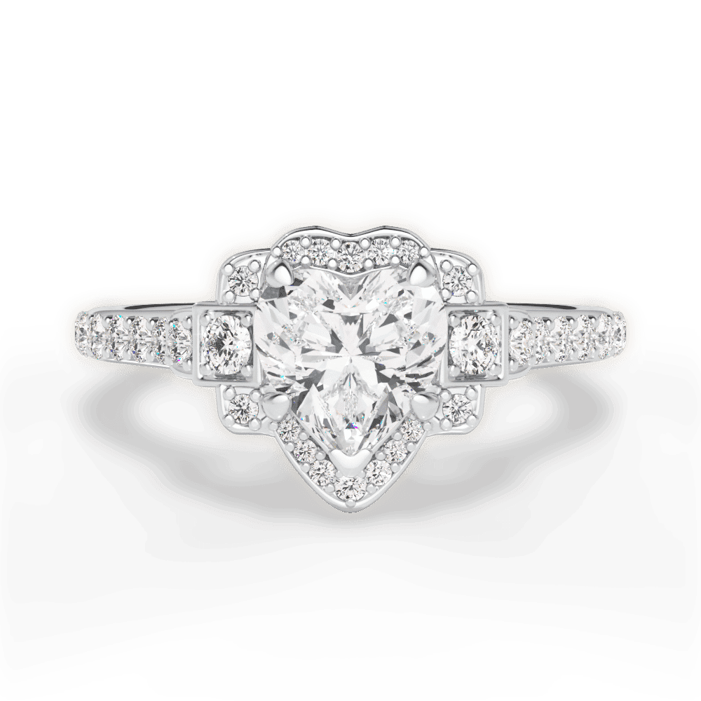 14kt White Gold/18kt White Gold/Platinum/heart/top