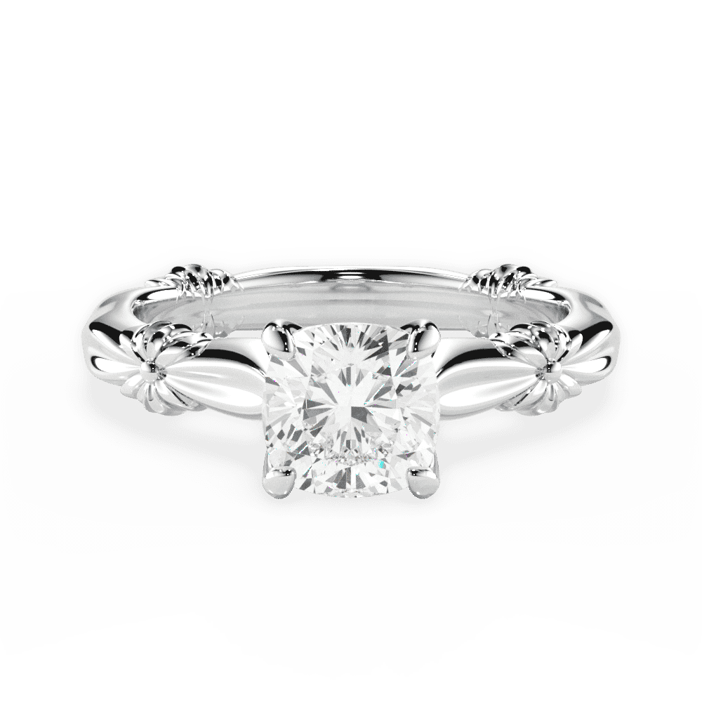 14kt White Gold/18kt White Gold/Platinum/cushion/top