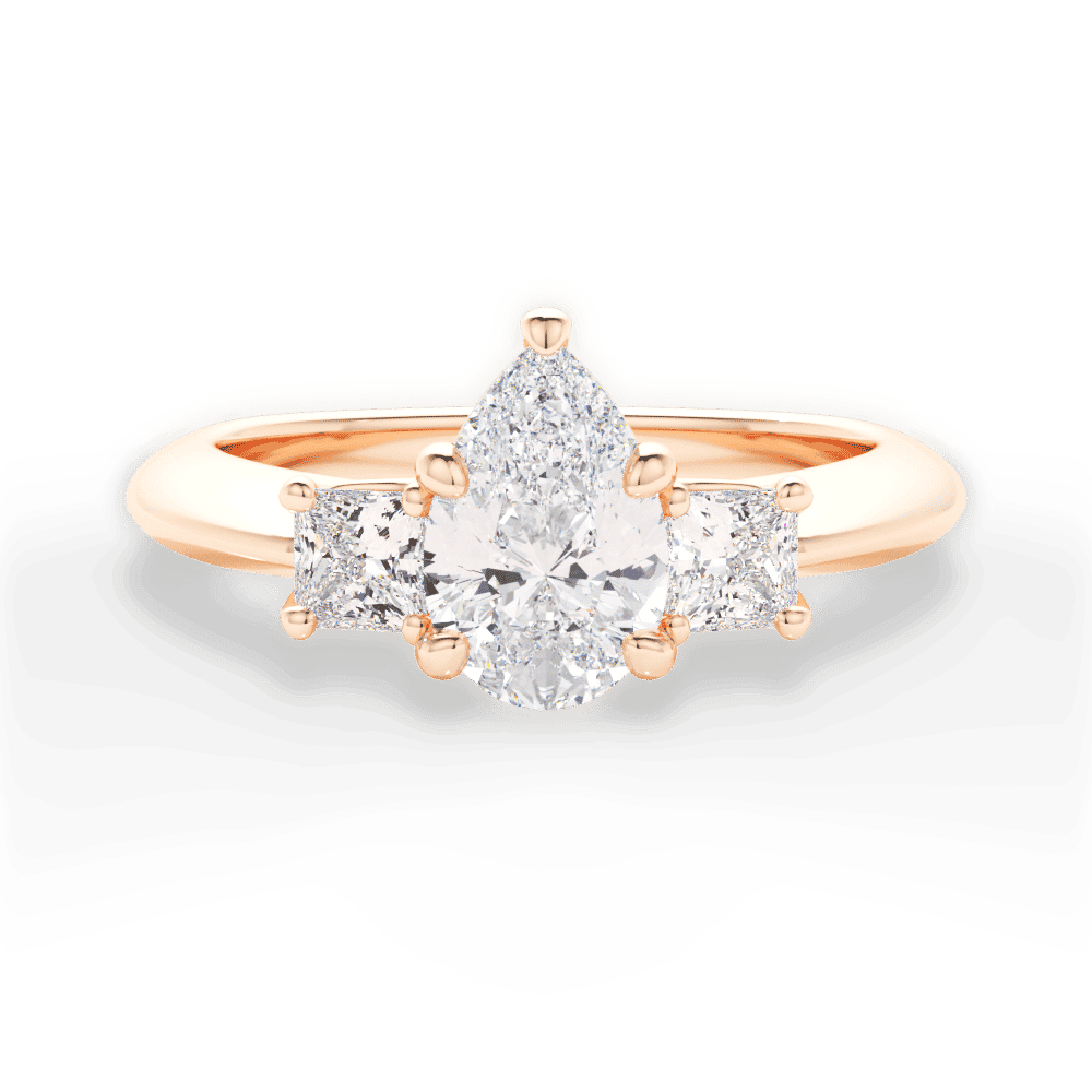 14kt Rose Gold/18kt Rose Gold/pear/top