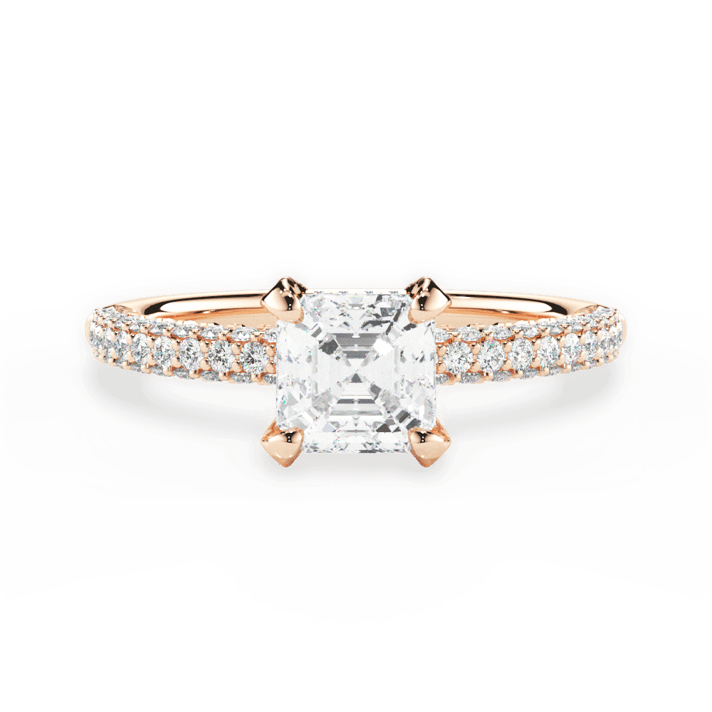 14kt Rose Gold/18kt Rose Gold/asscher/top