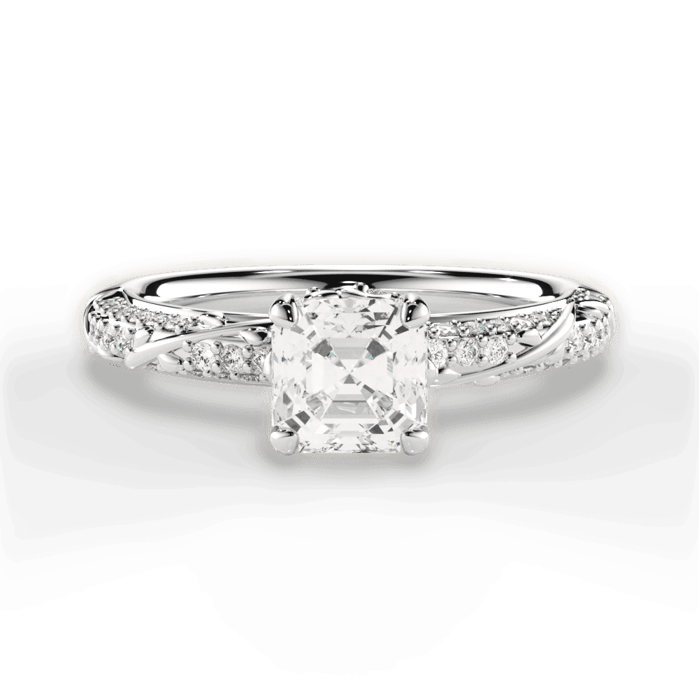 14kt White Gold/18kt White Gold/Platinum/asscher/top