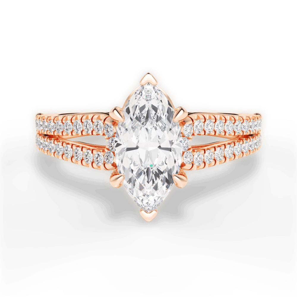 14kt Rose Gold/18kt Rose Gold/marquise/top