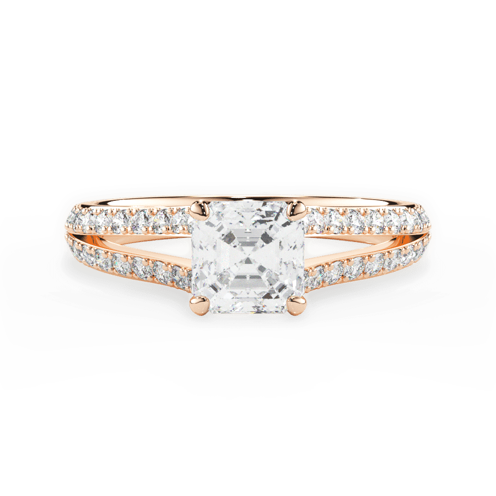 14kt Rose Gold/18kt Rose Gold/asscher/top