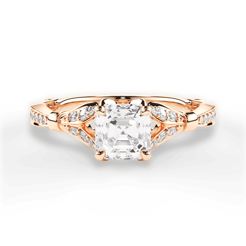 14kt Rose Gold/18kt Rose Gold/asscher/top