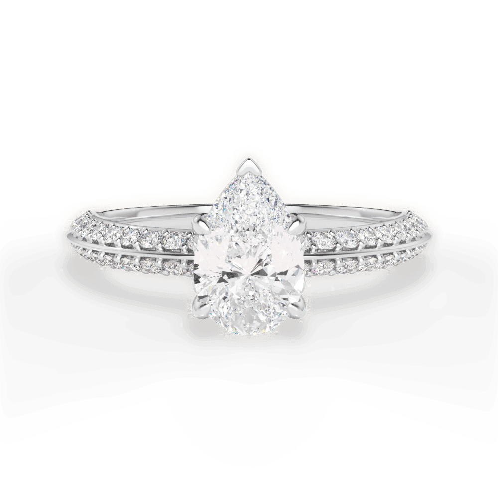 14kt White Gold/18kt White Gold/Platinum/pear/top