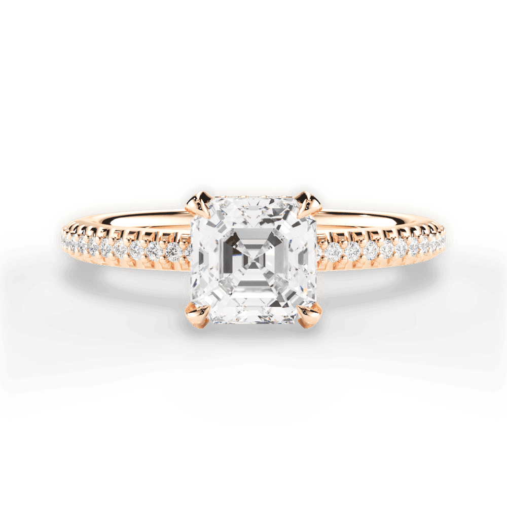 14kt Rose Gold/18kt Rose Gold/asscher/top