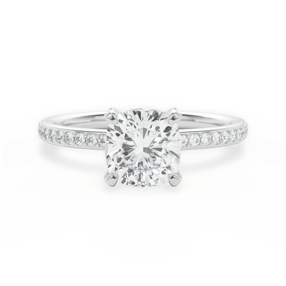 14kt White Gold/18kt White Gold/Platinum/cushion/top