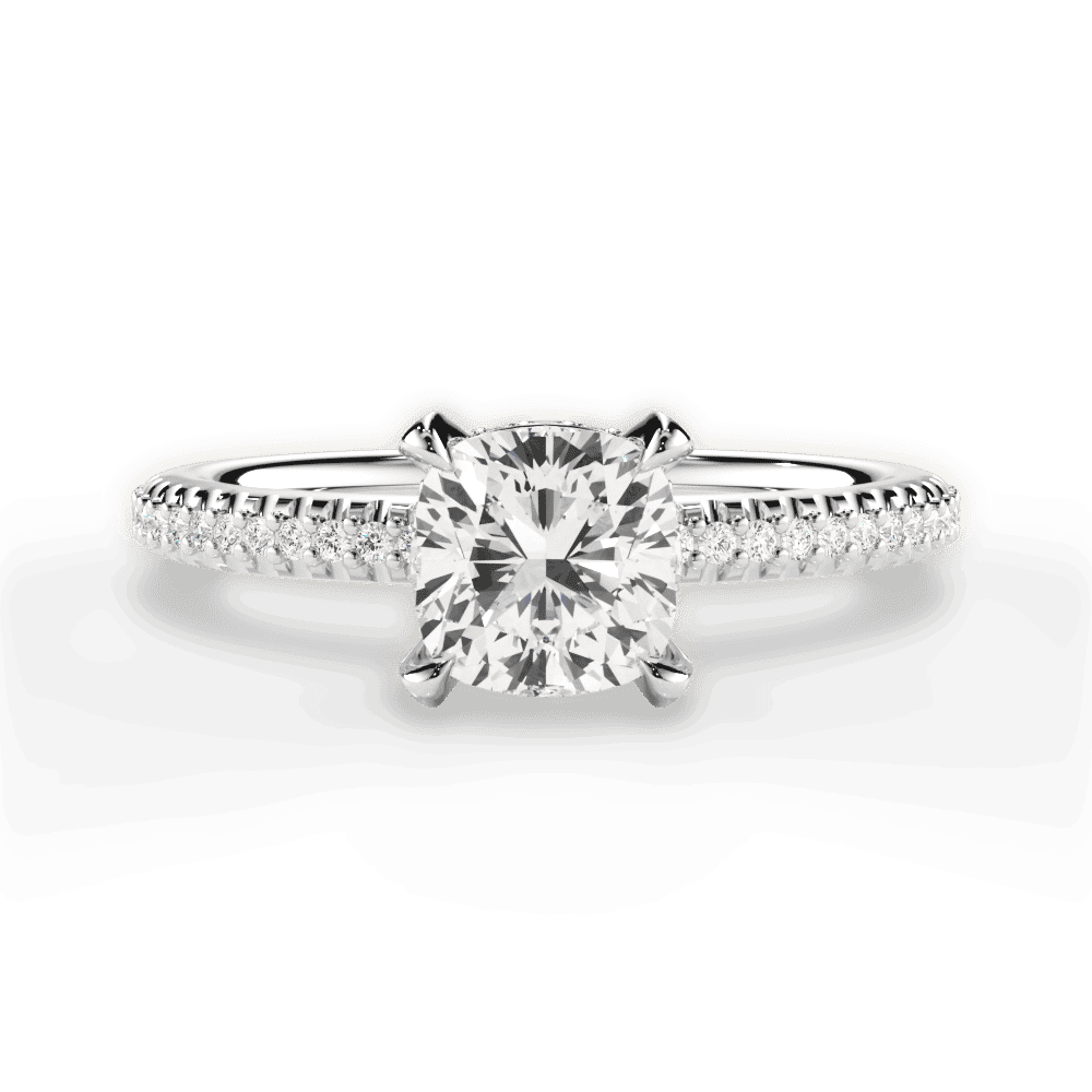 14kt White Gold/18kt White Gold/Platinum/cushion/top