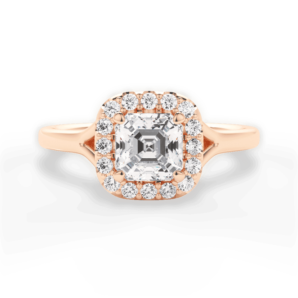 14kt Rose Gold/18kt Rose Gold/asscher/top