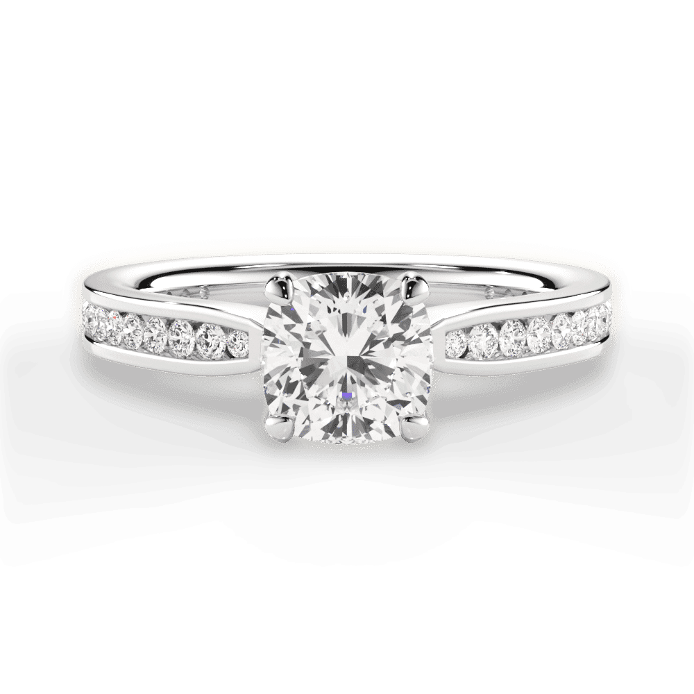 14kt White Gold/18kt White Gold/Platinum/cushion/top