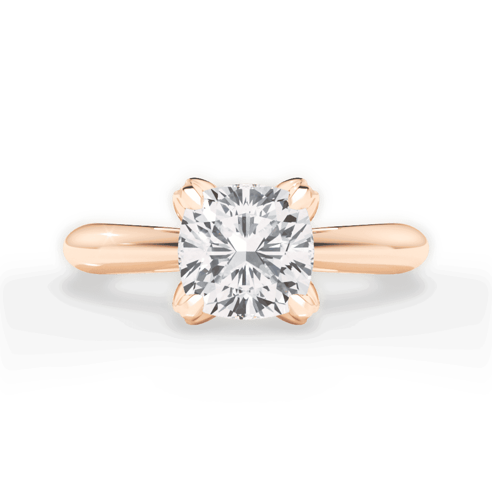 14kt Rose Gold/18kt Rose Gold/cushion/top