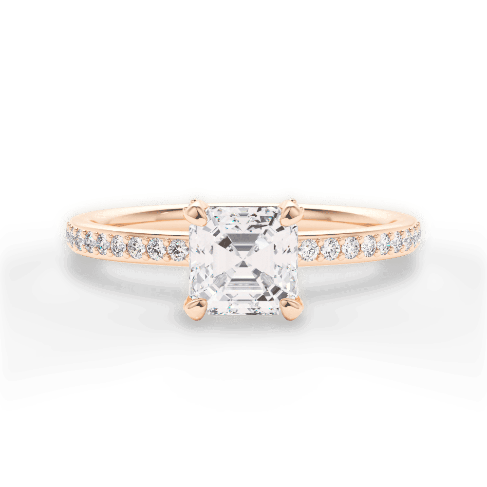 14kt Rose Gold/18kt Rose Gold/asscher/top