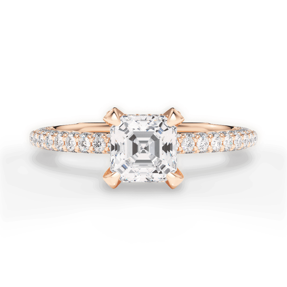 14kt Rose Gold/18kt Rose Gold/asscher/top
