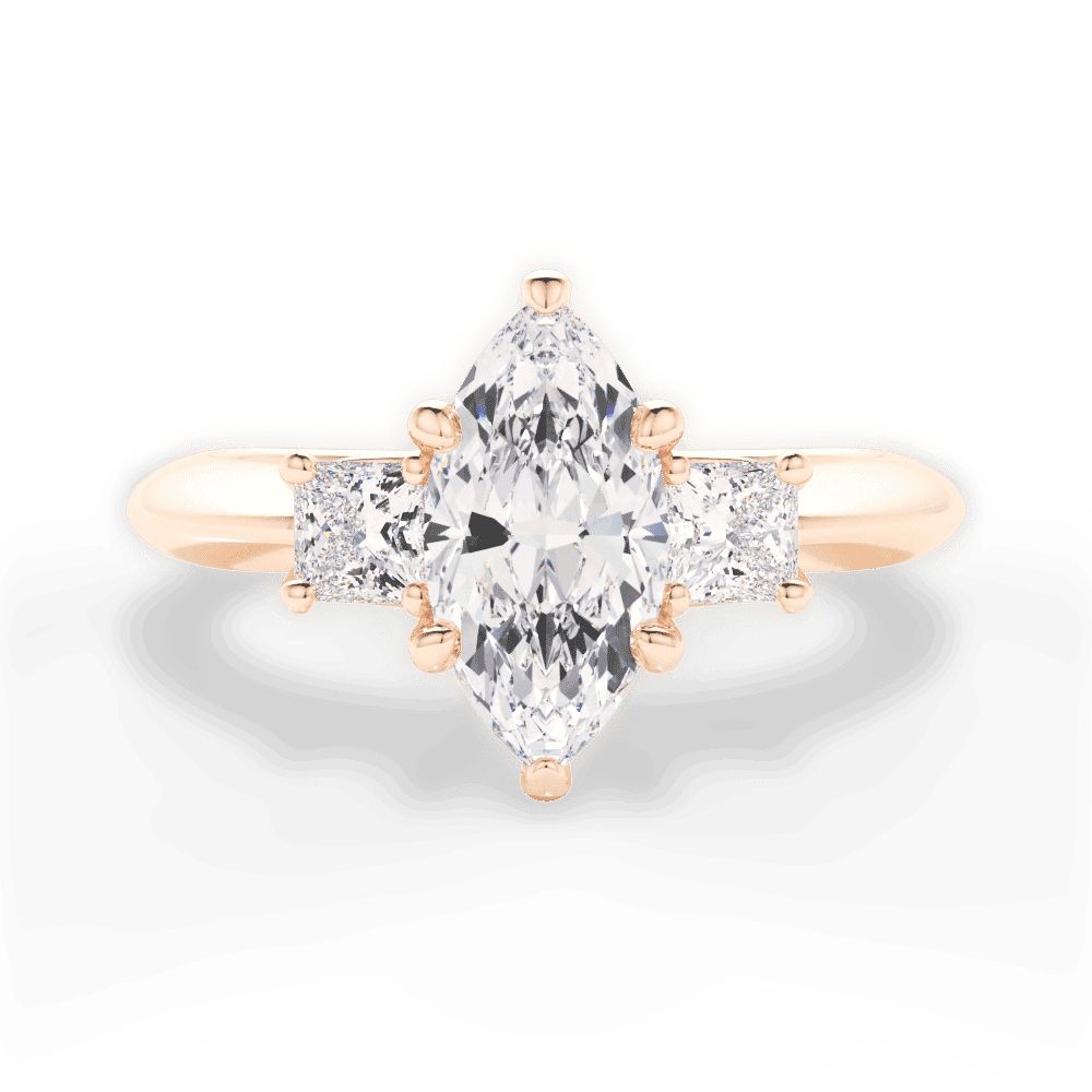 14kt Rose Gold/18kt Rose Gold/marquise/top