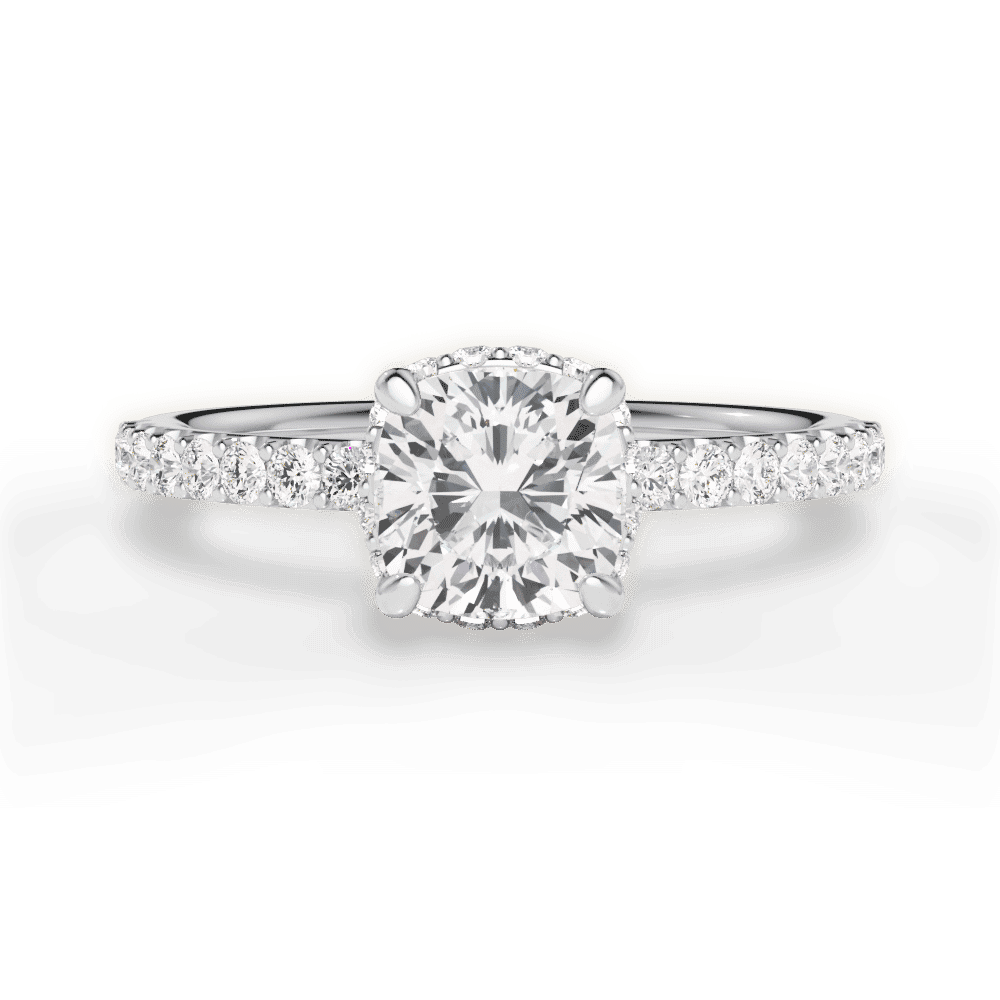 14kt White Gold/18kt White Gold/Platinum/cushion/top