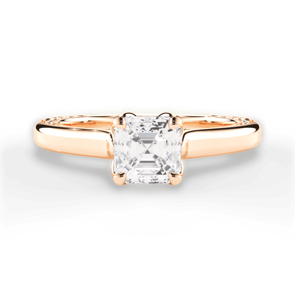 14kt Rose Gold/18kt Rose Gold/asscher/top