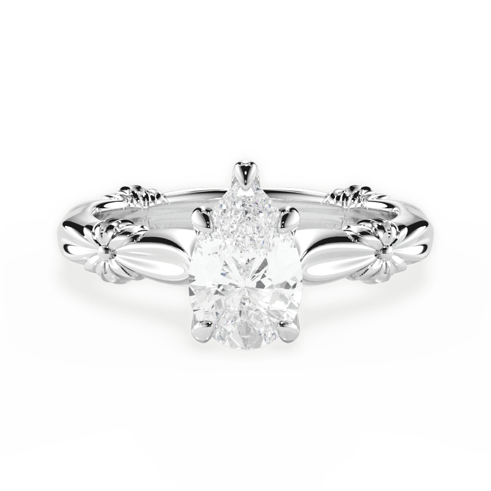 14kt White Gold/18kt White Gold/Platinum/pear/top