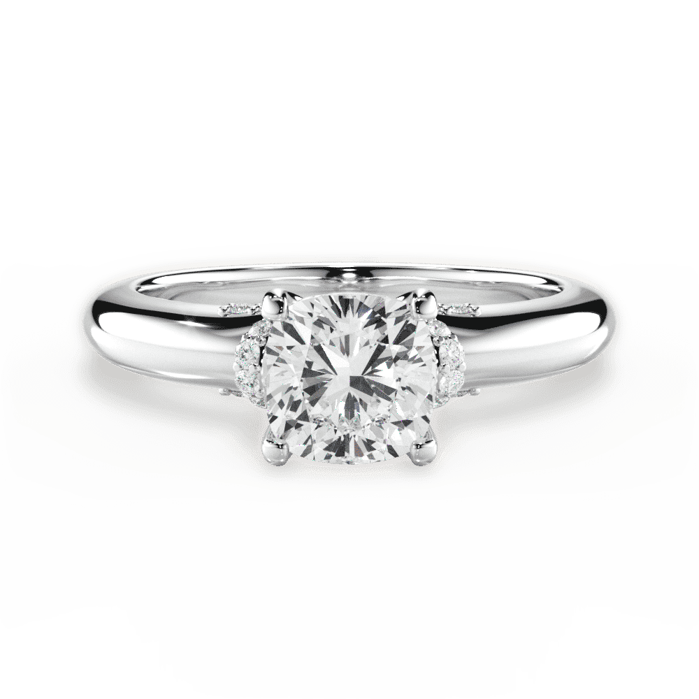 14kt White Gold/18kt White Gold/Platinum/cushion/top