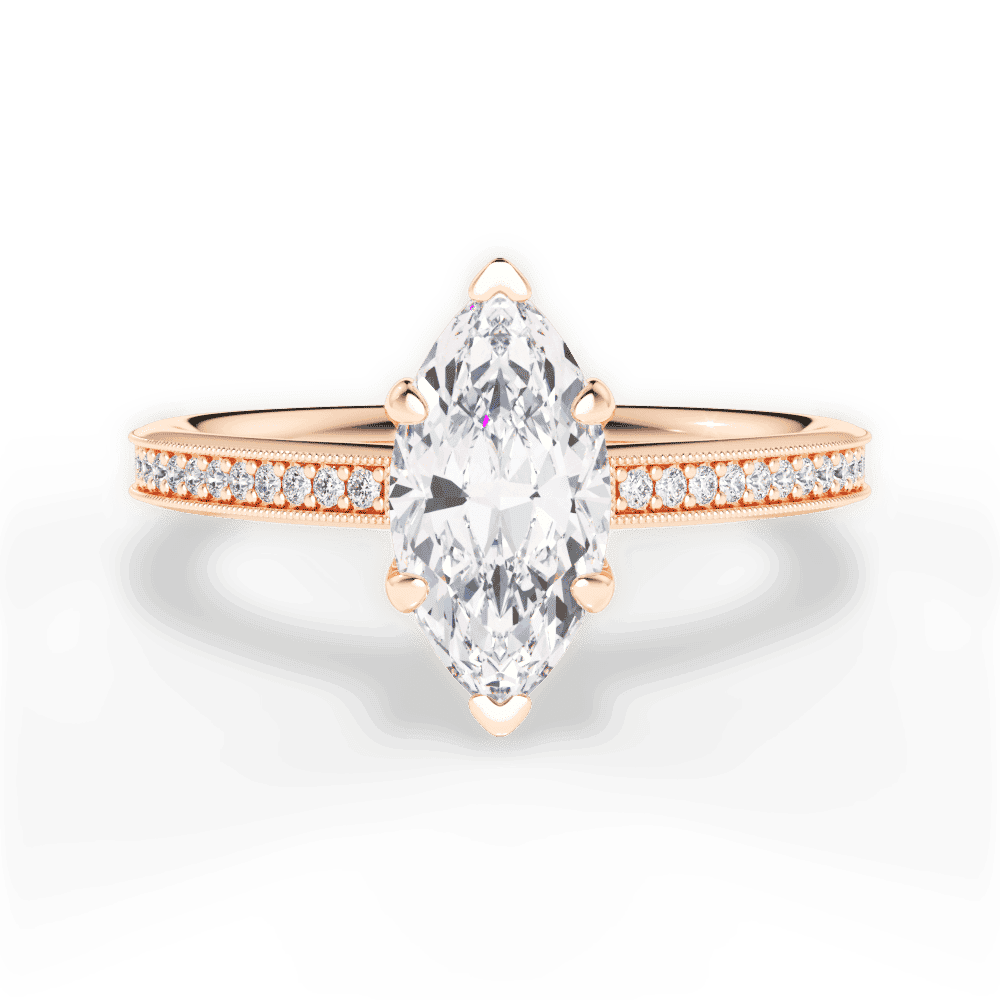 14kt Rose Gold/18kt Rose Gold/marquise/top