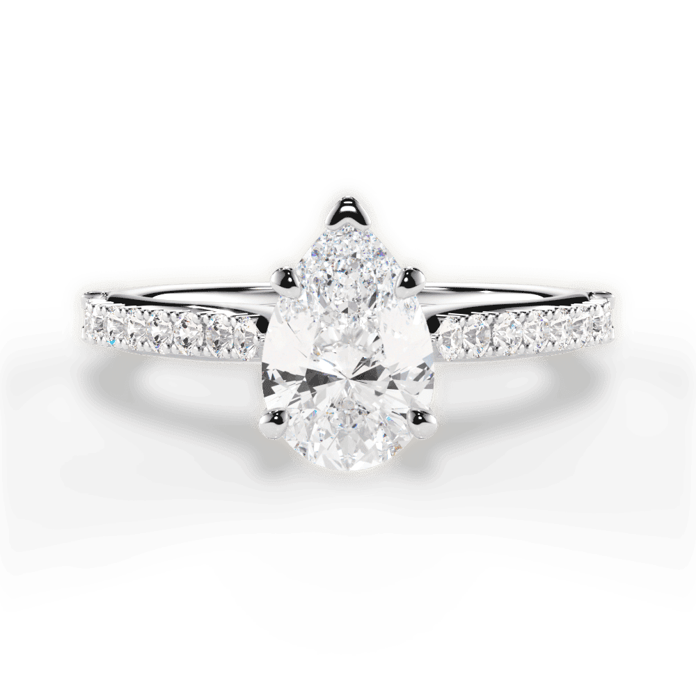 14kt White Gold/18kt White Gold/Platinum/pear/top