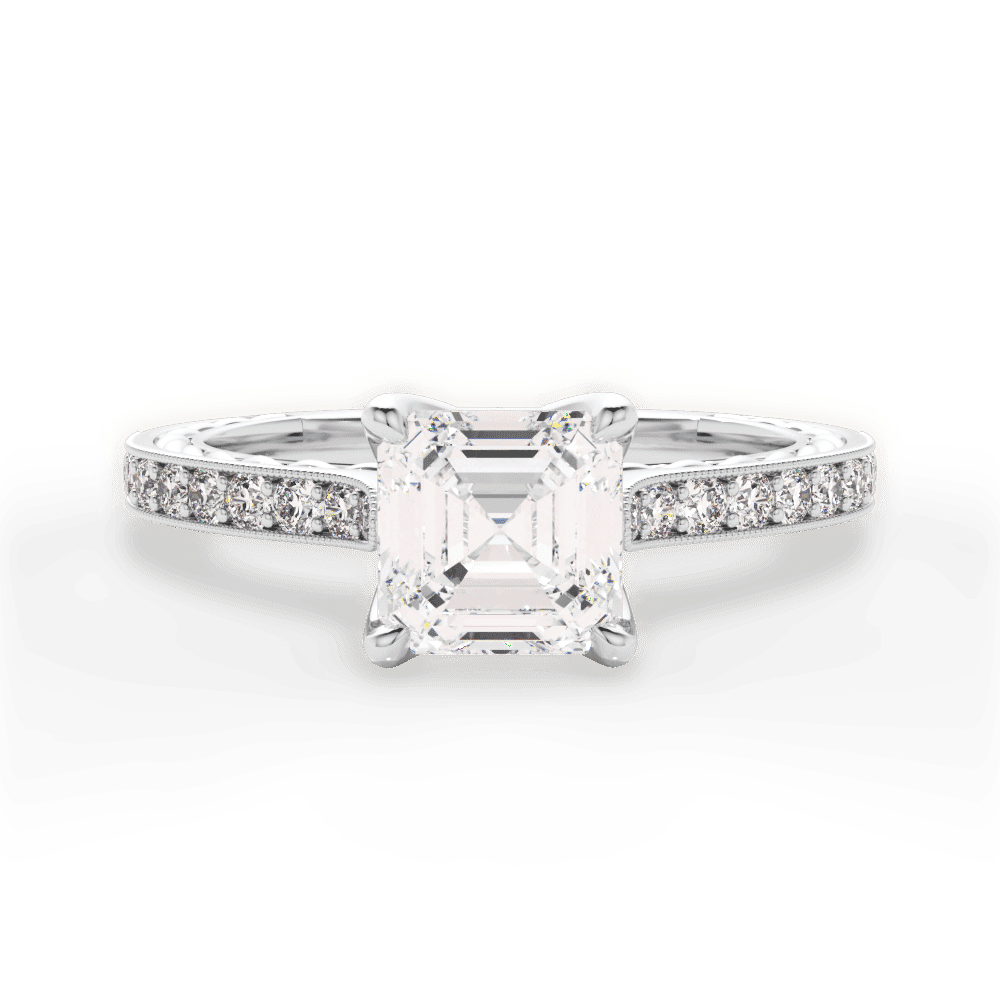 14kt White Gold/18kt White Gold/Platinum/asscher/top