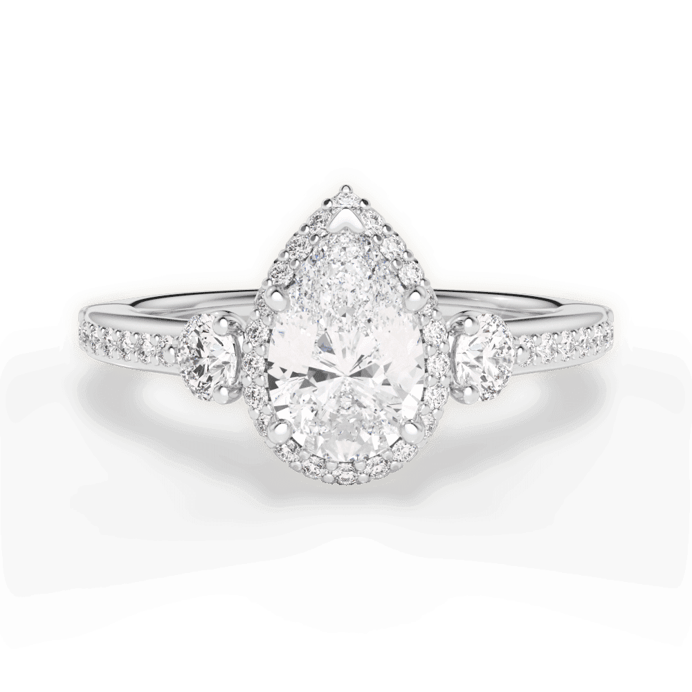 14kt White Gold/18kt White Gold/Platinum/pear/top