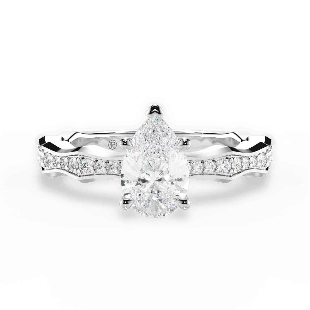 14kt White Gold/18kt White Gold/Platinum/pear/top