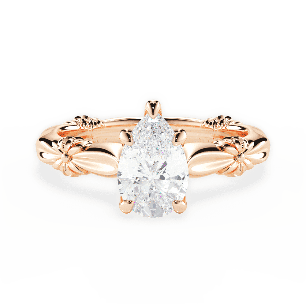 14kt Rose Gold/18kt Rose Gold/pear/top