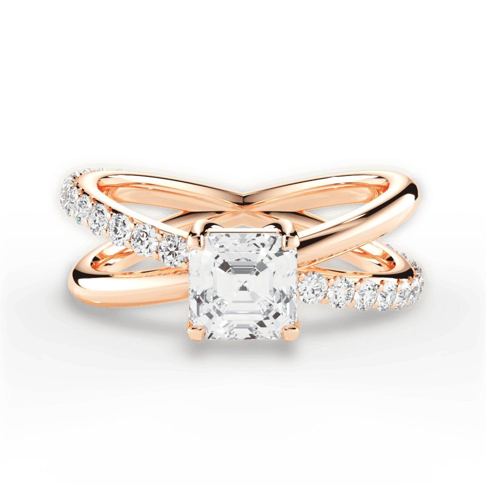 14kt Rose Gold/18kt Rose Gold/asscher/top