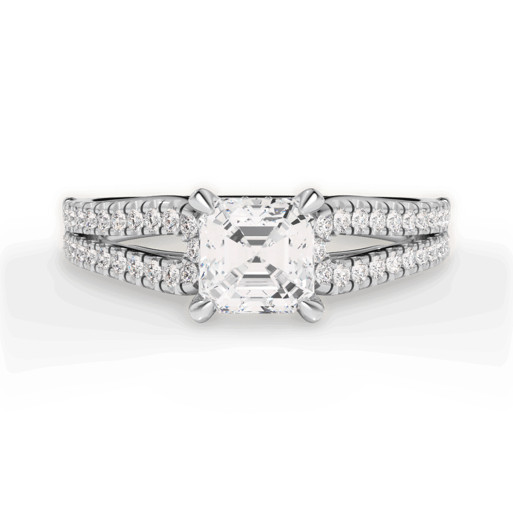 14kt White Gold/18kt White Gold/Platinum/asscher/top