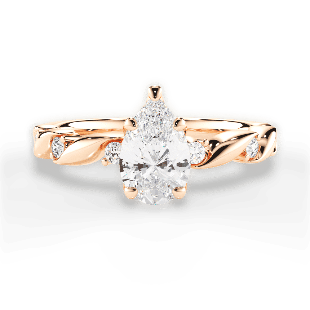 14kt Rose Gold/18kt Rose Gold/pear/top