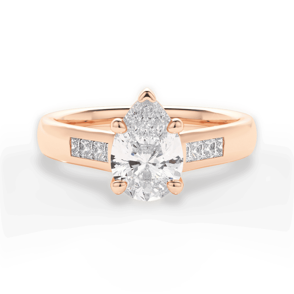 14kt Rose Gold/18kt Rose Gold/pear/top