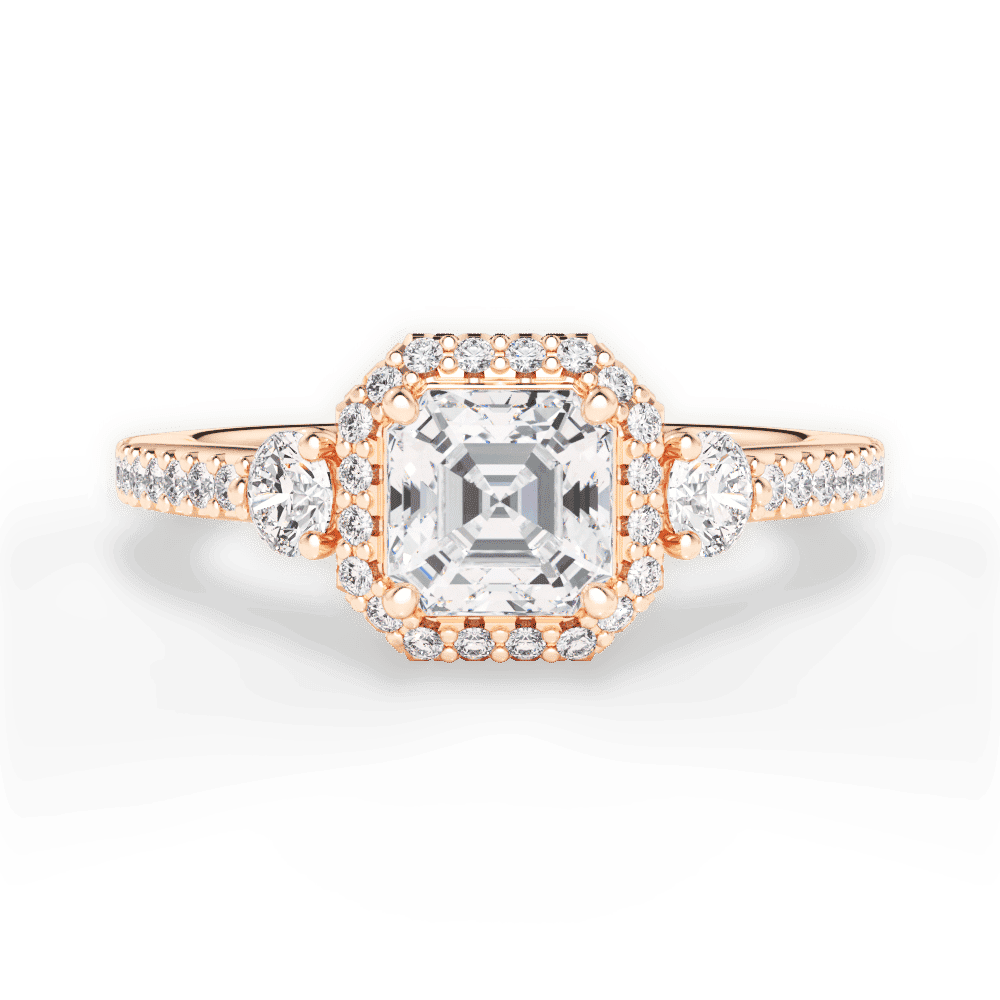 14kt Rose Gold/18kt Rose Gold/asscher/top