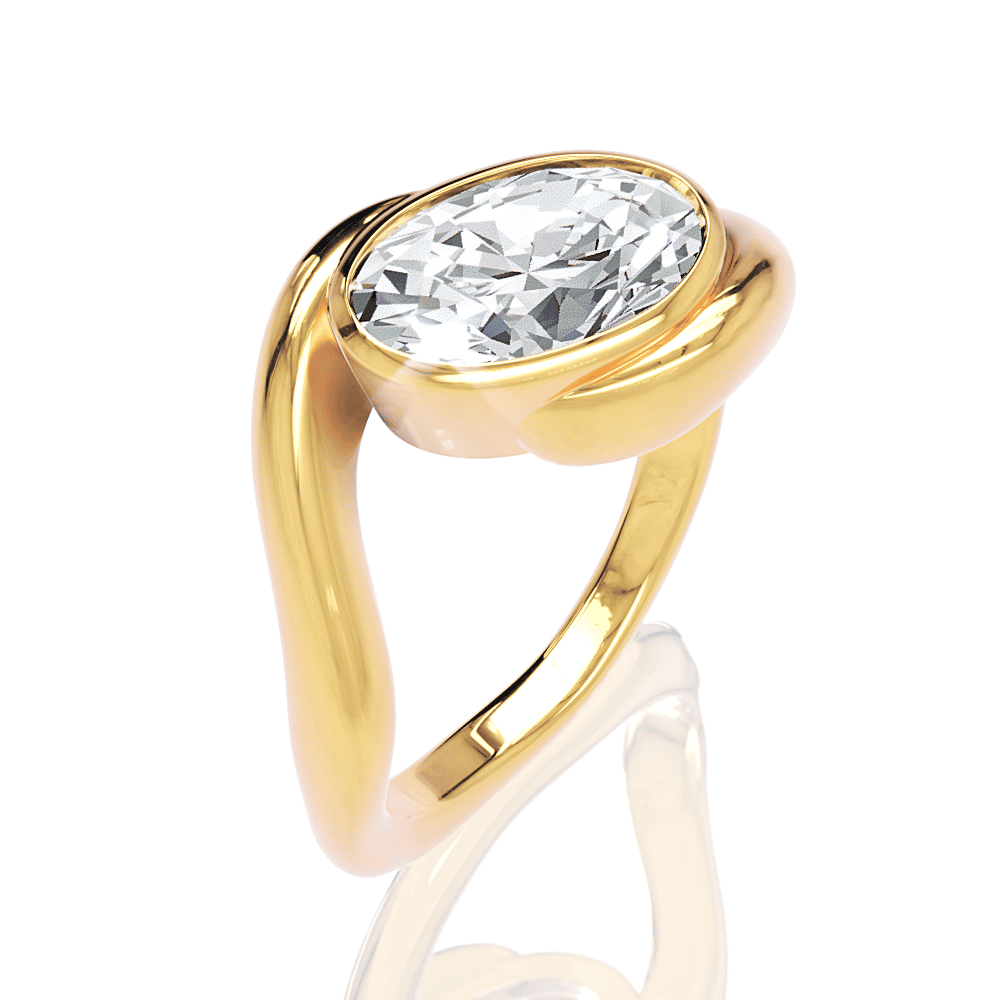 18kt yellow gold/oval/front