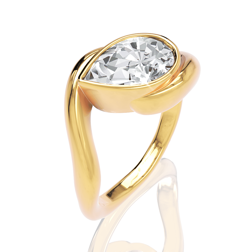 18kt yellow gold/pear/front