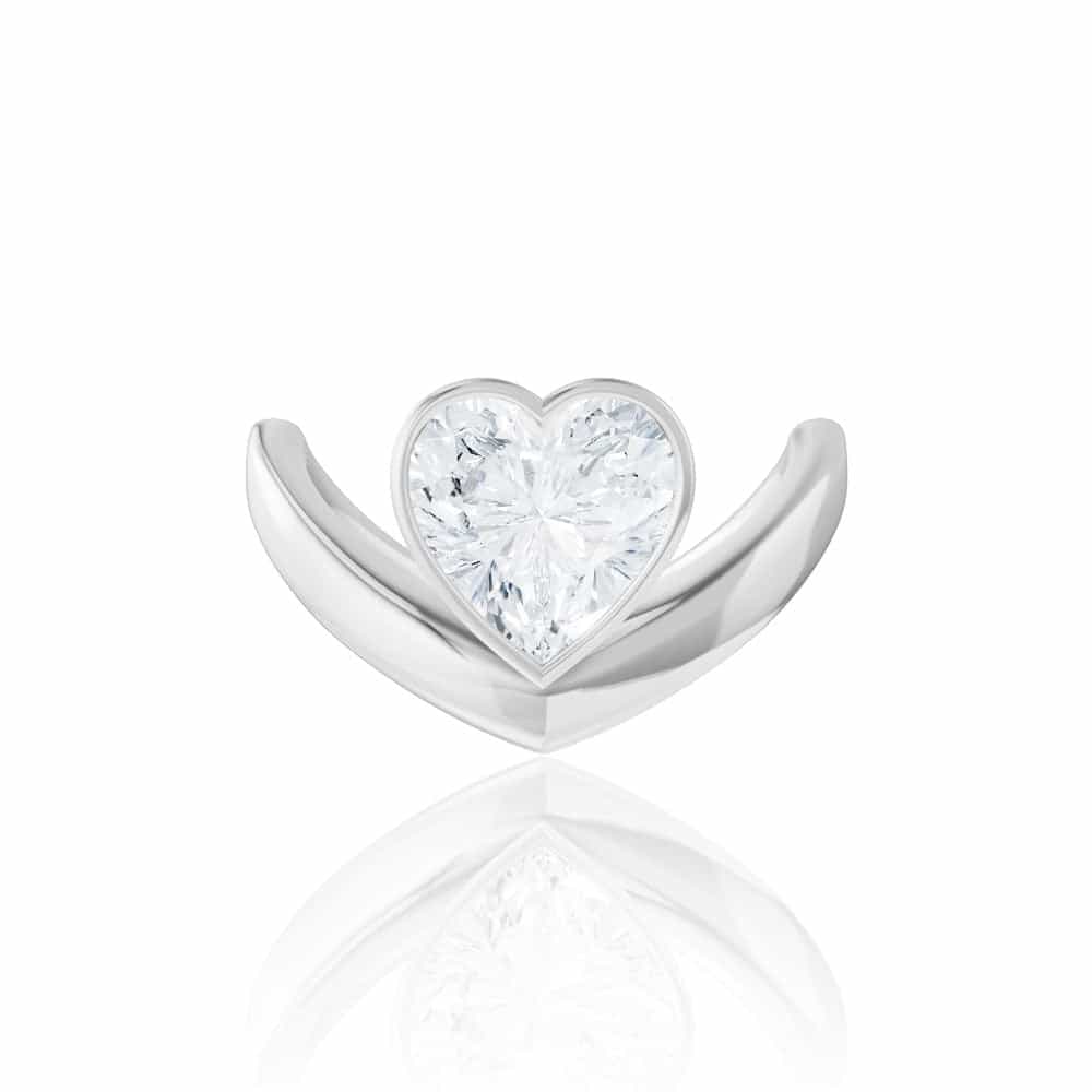14kt white gold/18kt white gold/platinum/heart/top