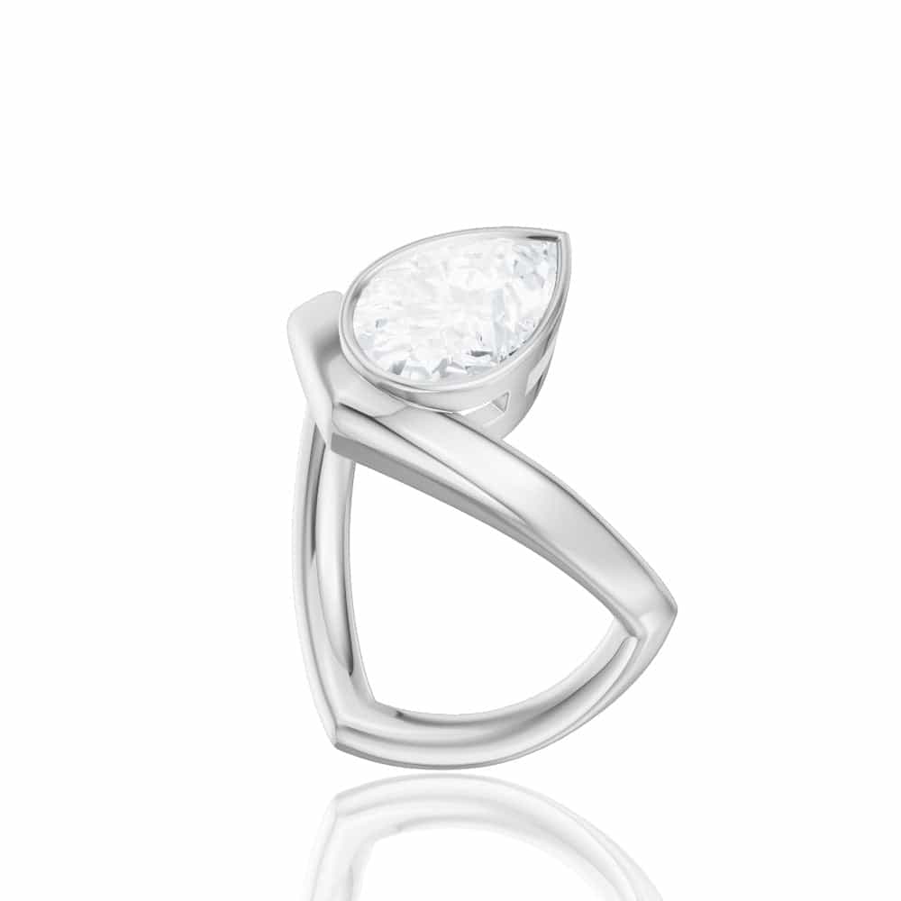 14kt white gold/18kt white gold/platinum/pear/front