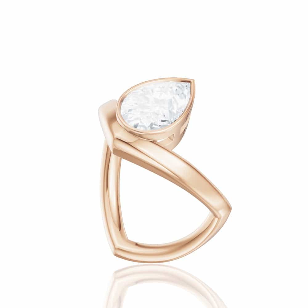 18kt rose gold/pear/front