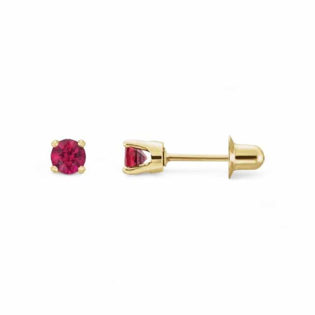 14kt yellow gold/July - Ruby/side
