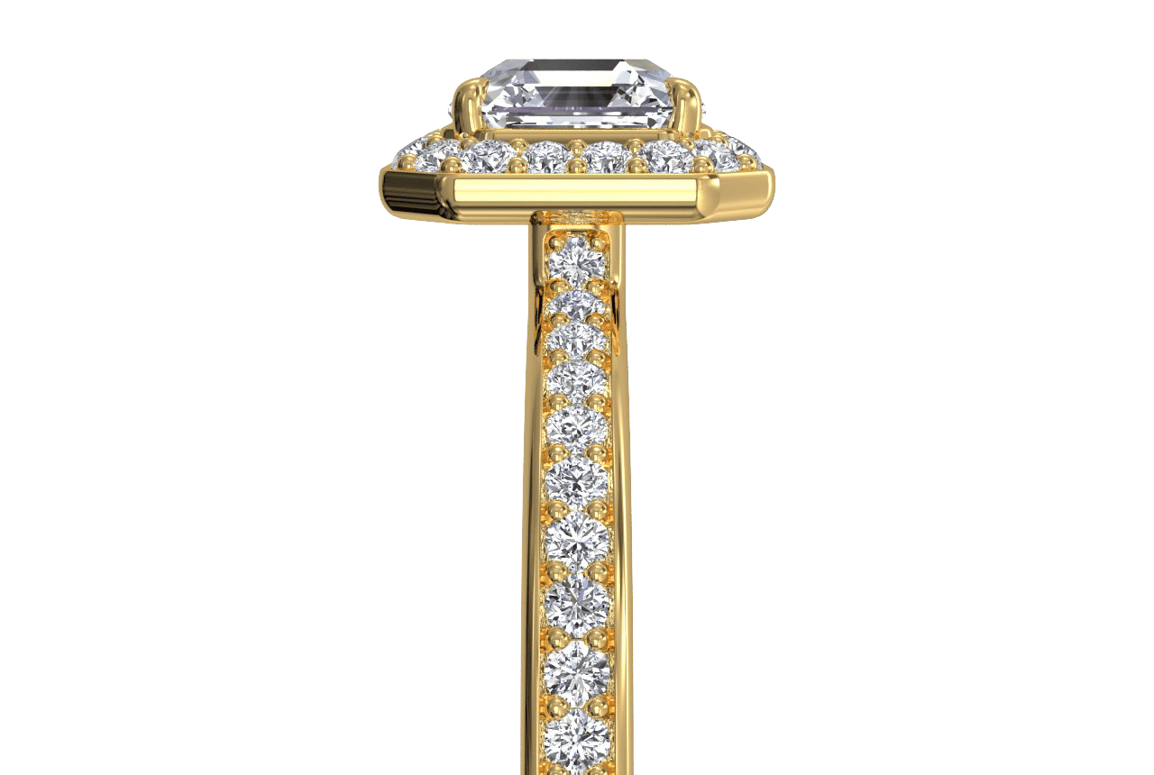 18kt yellow gold/asscher/side