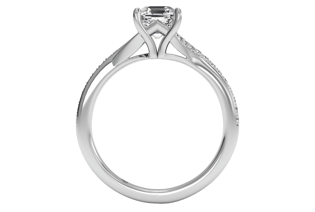 18kt White Gold / Asscher / Front