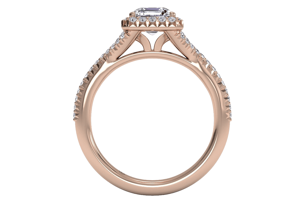 18kt rose gold/asscher/front