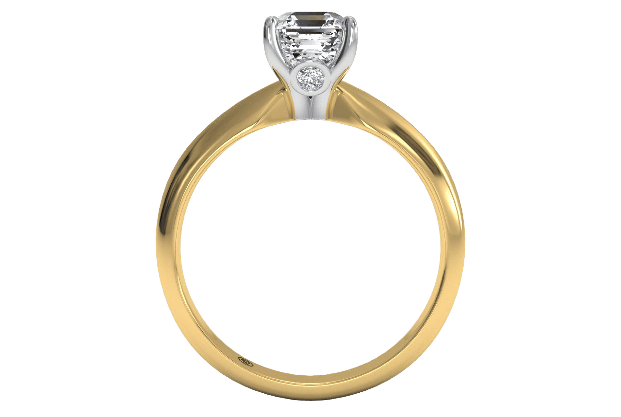 18kt yellow gold/asscher/front